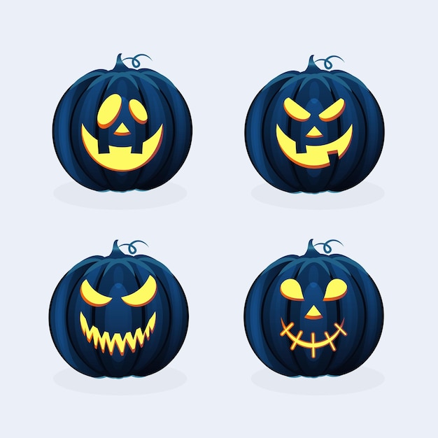 Halloween pumpkins set collection