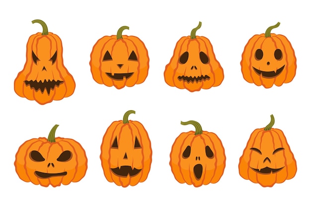 Halloween pumpkins set