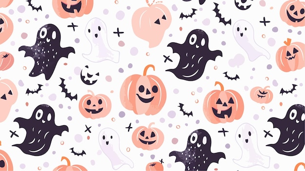 Vector halloween pumpkins with a pattern of pumpkins and the words happy halloween