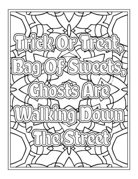 Halloween Quotes Coloring Book Pages