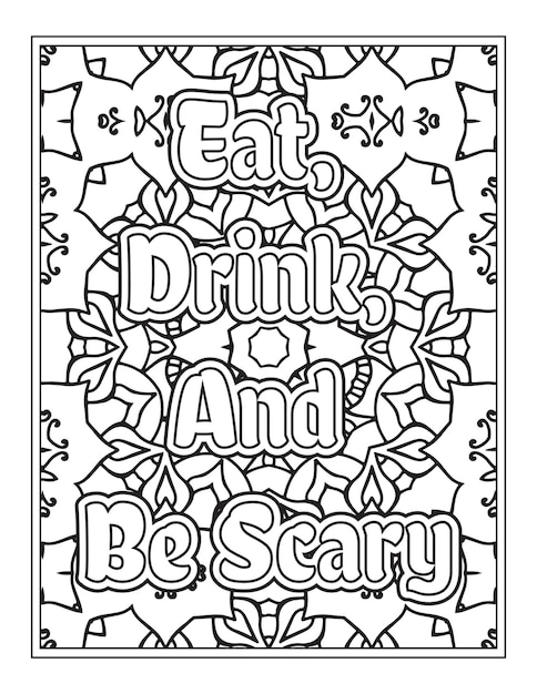 Halloween Quotes Coloring Book Pages