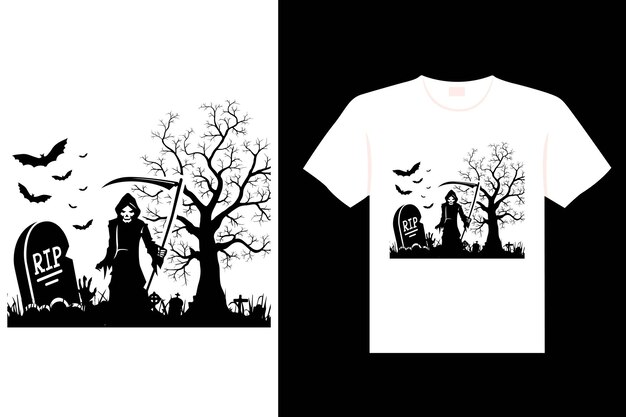 Vector halloween rip typography haunted and creepy t shirt design