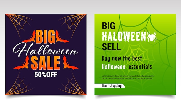 Halloween's sale banner or poster design template. Illustration of a Halloween background.