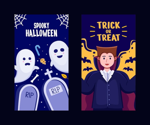 Vector halloween's stories for social media template design