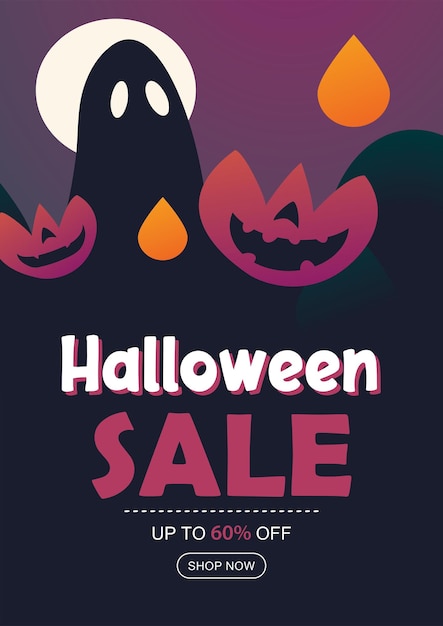 Halloween sale banner background Halloween illustration template for poster flyer sale