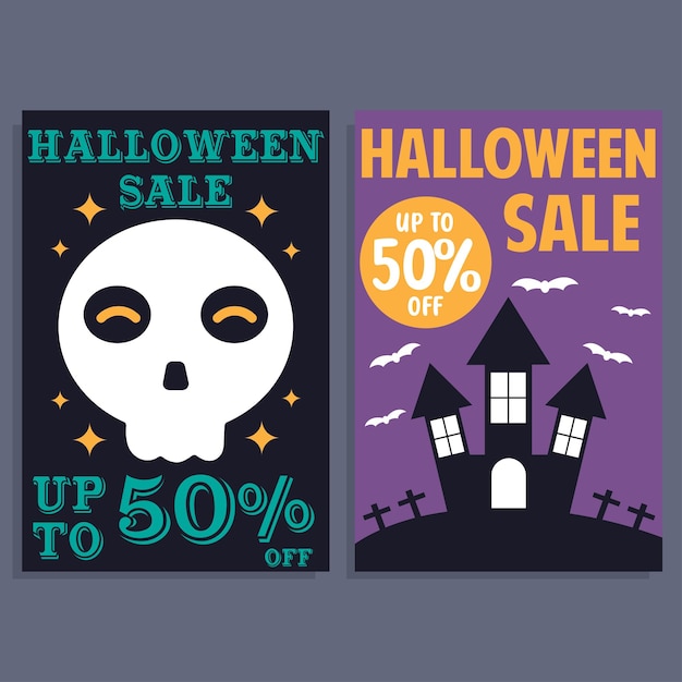 Halloween sale banner design template Vector illustration