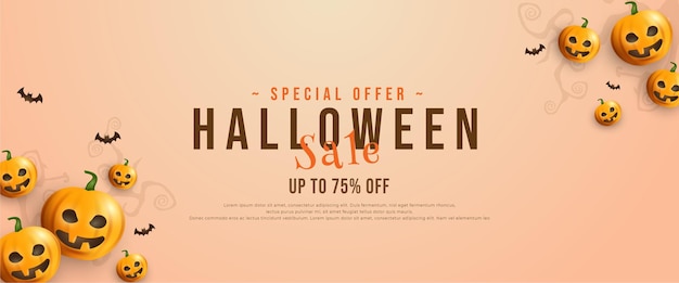 Halloween sale banner promotion template