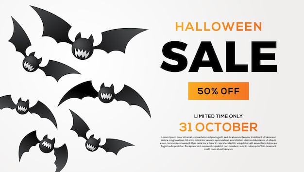 Halloween sale bat banner white background vector