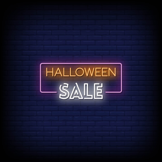 Halloween Sale Neon Signs Style Text  