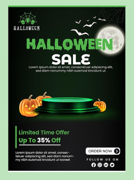 Vector halloween sale promotion ad banner and social media post template design