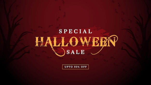 Halloween Sales Promotion Banner Design Vector Template