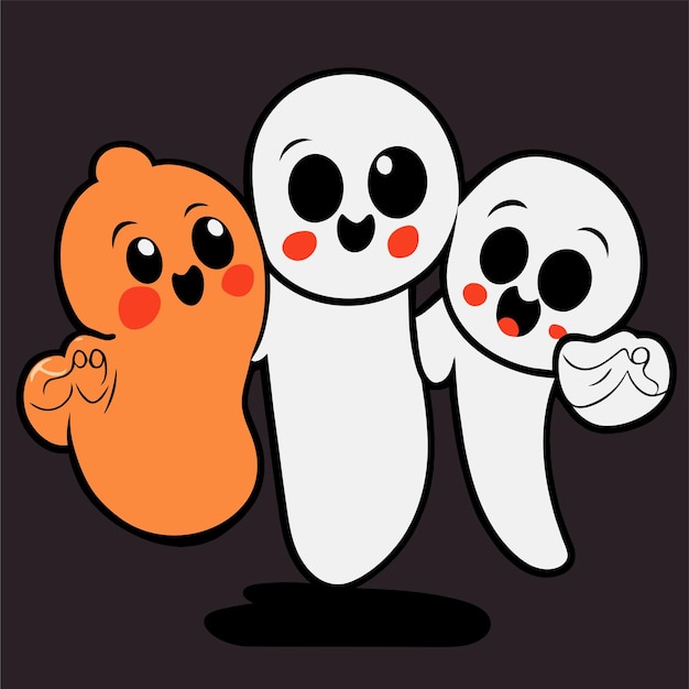 Vector halloween scary ghosts spooky hand drawn flat stylish cartoon sticker icon concept isolated