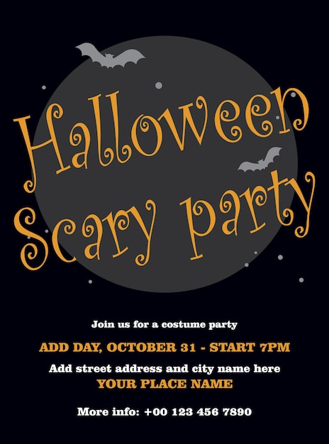 Vector halloween scary party poster flyer or socal media post design