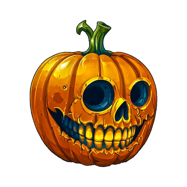 Vector halloween scary skull pumpkin icon theme