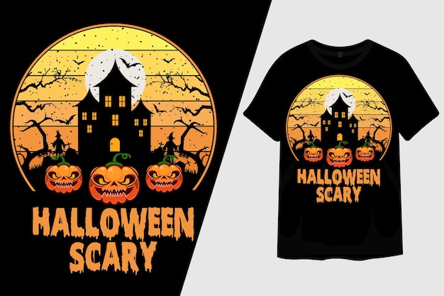 Halloween Scary with Pumpkin T Shirt Design