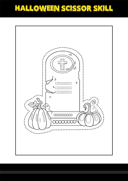 Halloween scissor skill for kids Halloween scissor skill coloring page for kids