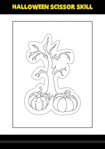 Halloween scissor skill for kids Halloween scissor skill coloring page for kids