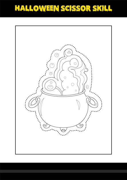 Halloween scissor skill for kids Halloween scissor skill coloring page for kids