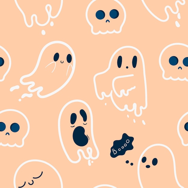 Halloween seamless pattern background ghost Vector illustration for design fabric or wrapping paper