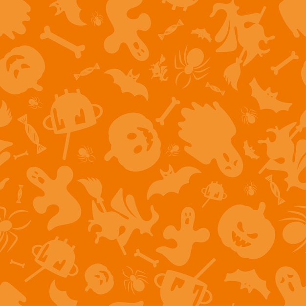 halloween seamless pattern banner on orange background