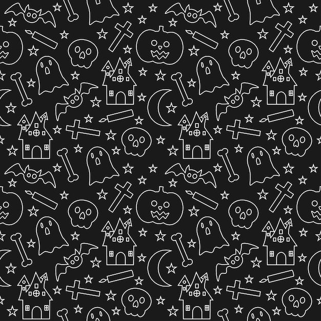 Halloween Seamless Pattern Design Hand Drawn Cartoon Flat Background Illustration