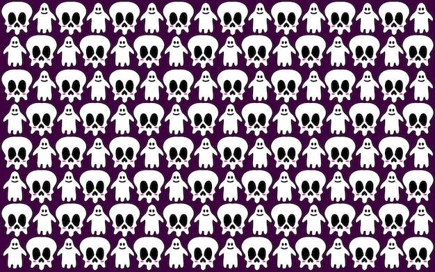 Halloween seamless pattern design with ghost and skull