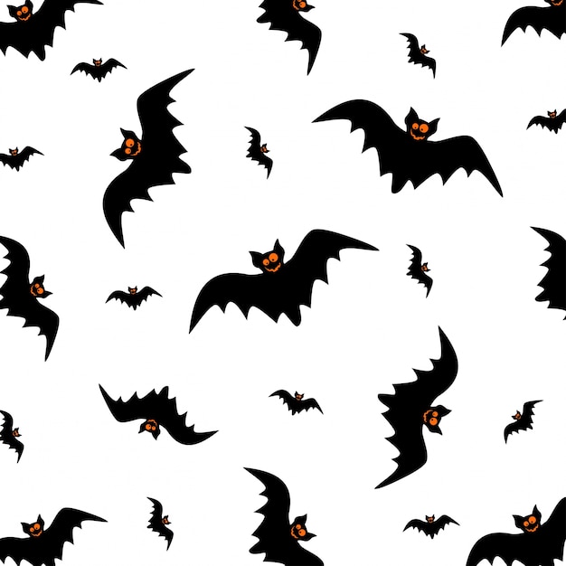 Halloween seamless pattern swarm of black bat. 