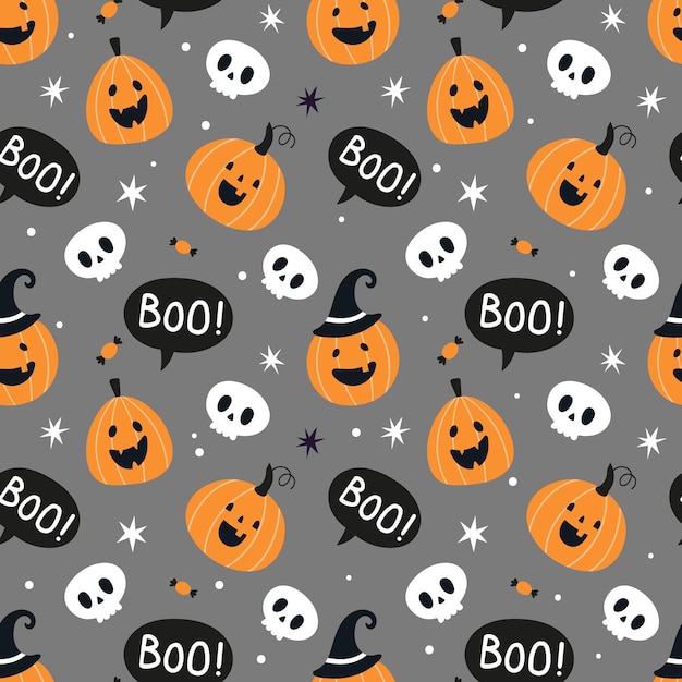 Halloween Seamless pattern with funny pumpkins and skulls Great for baby textiles fabric wrapping paper