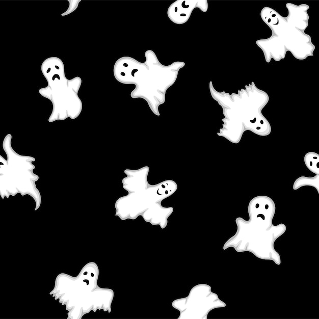 Halloween seamless pattern with ghost. Cartoon style. Vector illustration.