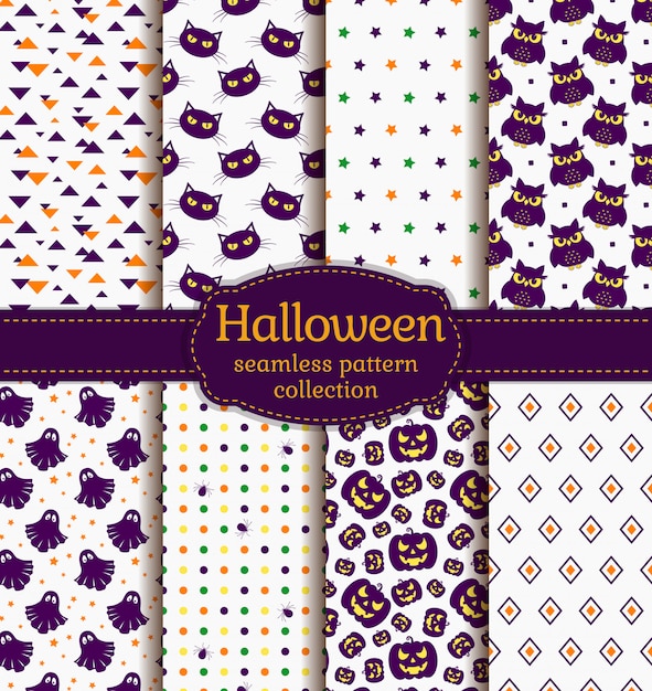 Halloween seamless patterns.  set.