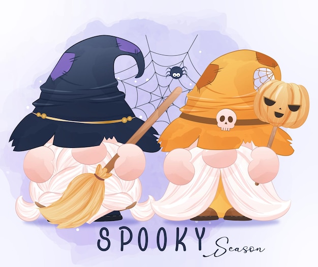 Halloween series cute gnome illustration