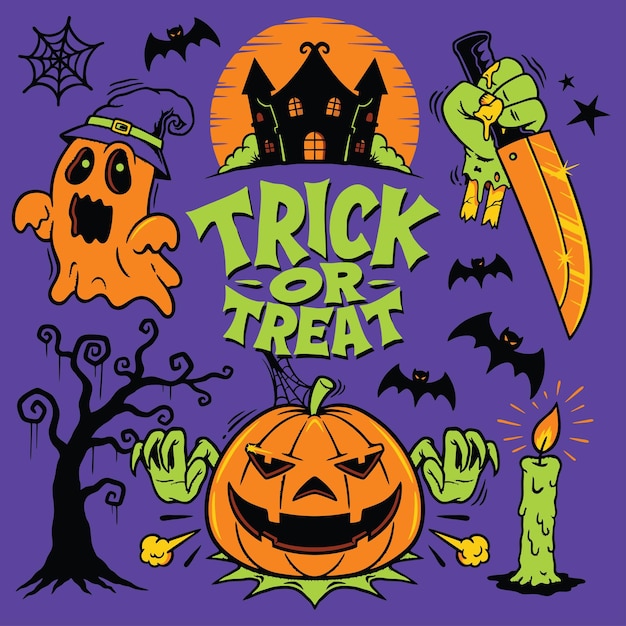 Halloween Set Trick Or Treat vector