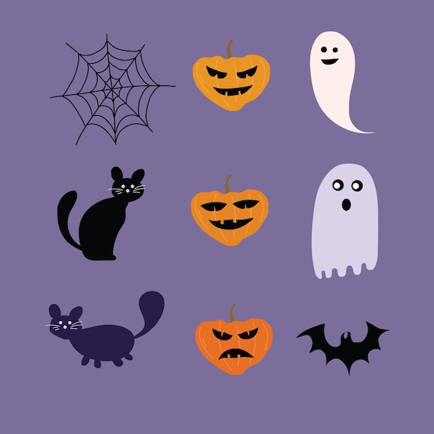 halloween set vector design for happy halloween event