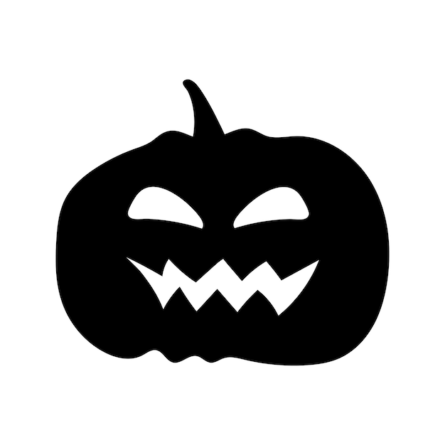 Halloween silhouette black pumpkin head Jack O Lantern. Funny pumpkin traditional silhouette