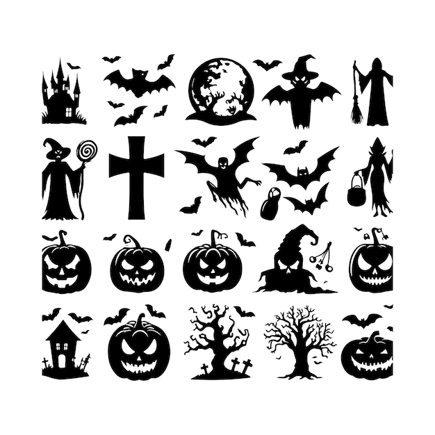 Vector halloween silhouette vector collection happy halloween vector design element set illustration