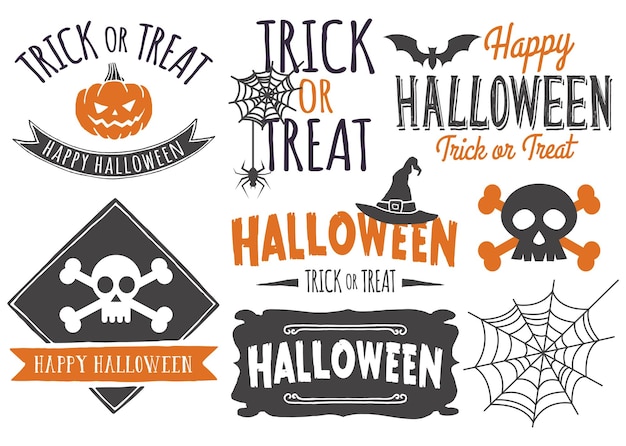 Vector halloween silhouettes one colour set vector illustration design