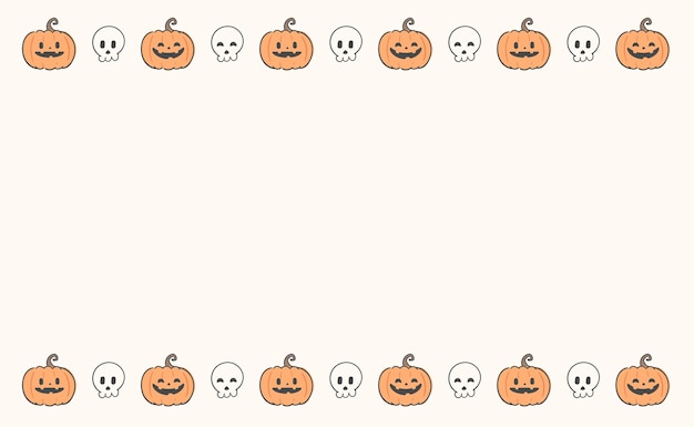 Halloween Skull and Pumpkin Pattern Line