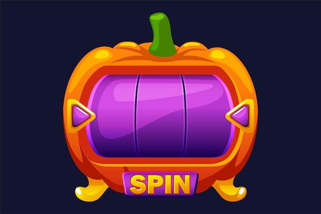 Halloween slot machine button rotation 2D game asset Halloween Bonus Popup