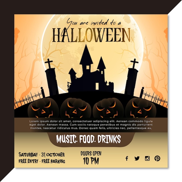 Vector halloween social media flyer template