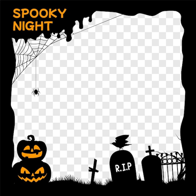 Vector halloween social media post black frame template