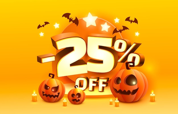 Halloween special 25 off sale banner promotion flyer marketing label Vector