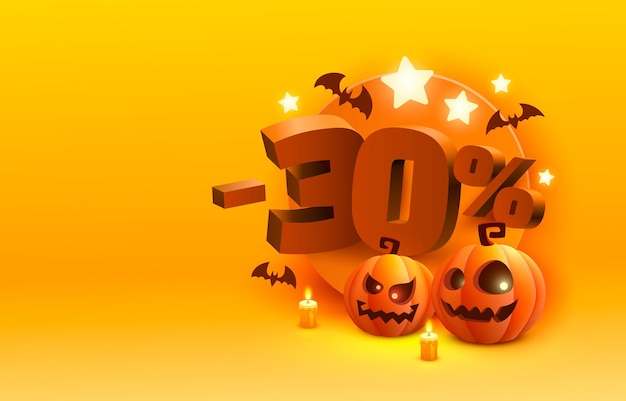 Halloween special 30 off sale banner promotion flyer marketing label Vector