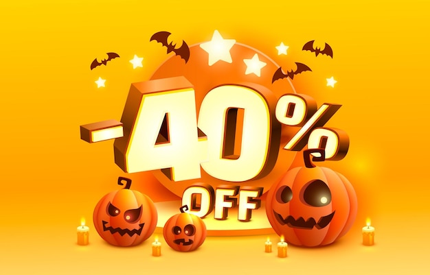 Halloween special 40 off sale banner promotion flyer marketing label Vector