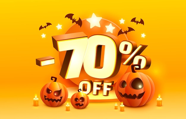 Halloween special 70 off sale banner promotion flyer marketing label Vector