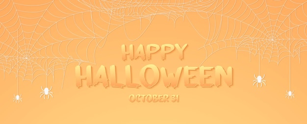 Halloween spider web banner, cobweb background with text