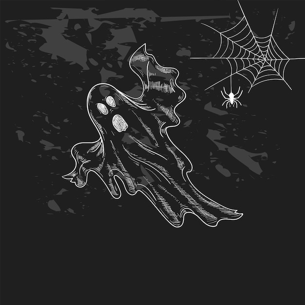 Halloween spooky ghost illustration