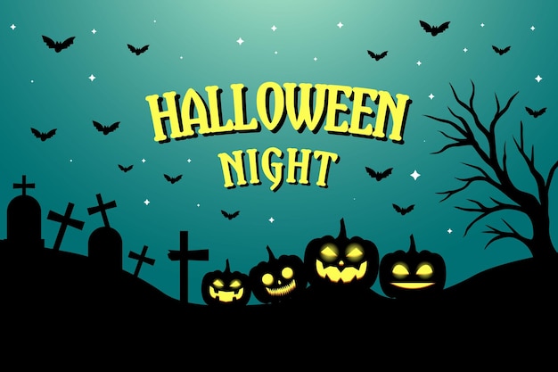 Halloween spooky night background illustration design