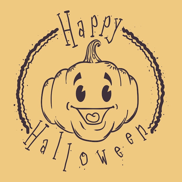 Halloween stamp design with retro and happy pumpkin Vector Illustration