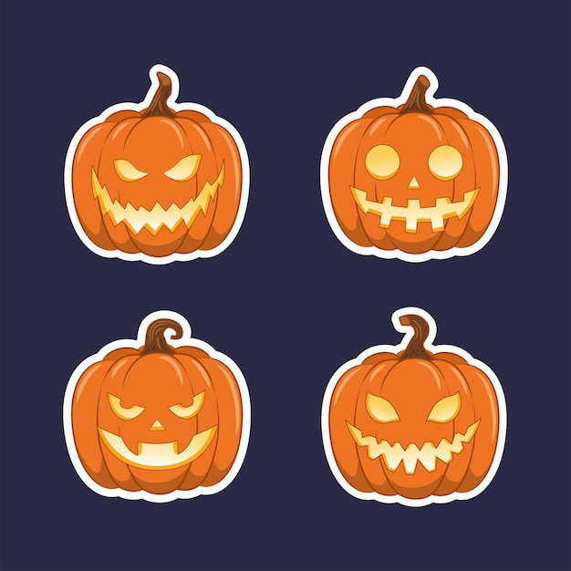 Halloween sticker pack, pumkin face, laughing face, lantern