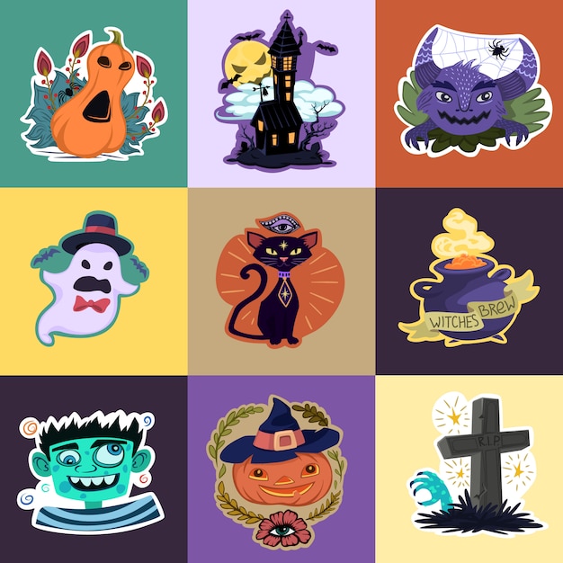 Halloween stickers set